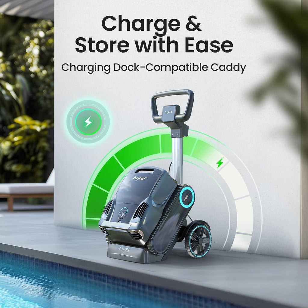 Aiper Scuba X1 Pro Max All-in-One Pool Cleaning Robot & Skimmer with Caddy, 8,500 GPH Suction Pool Vacuum, Ultra-fine Filtration, Smart Surface Parking, for All Inground Pools, Grey