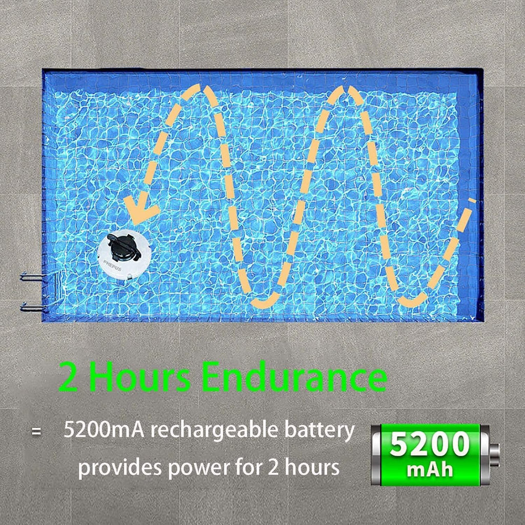 Pool Cleaning Robot Lasts 120 Minutes, Self Parking, Dual Motor, IPX8 Waterproof, Cordless Pool Cleaning Robot with Battery, for above Ground/Inground Shallow Pools up to 100m²