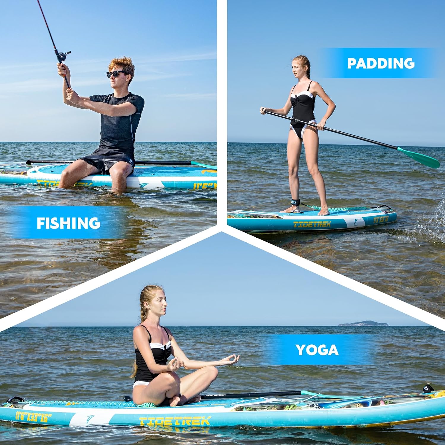 11'/11'6' x 33'/34' x 6' Inflatable SUP Paddle Board – Extra-Wide, Stable Stand Up Paddle Board with Premium Full Accessory Set for Adults & Youth