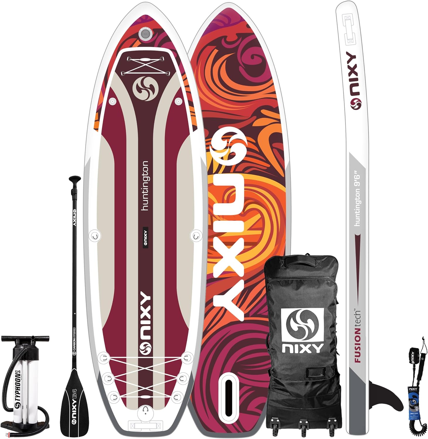 NIXY G5 Huntington Inflatable Paddle Board Compact SUP 9'6' x 32' x 6' Ultra-Light Stand Up Paddleboard, Welded Seams, Woven Drop Stitch for Durability