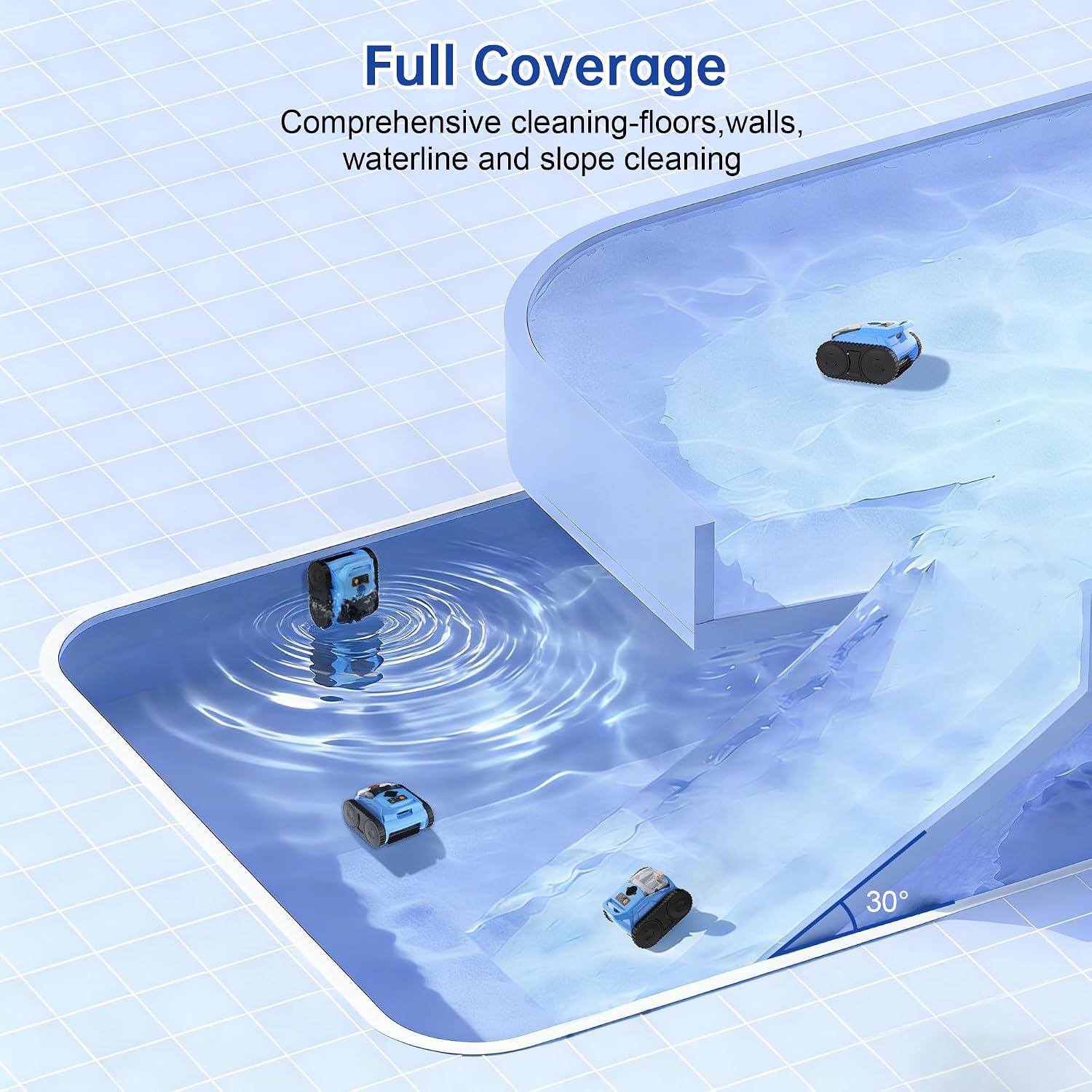 Cordless Robotic Pool Cleaner for Inground Pools, (2026 Upgrade) Automatic Pool Vacuum with Wall Climbing & Waterline Scrubbing, Cleans Up to 2100 Sq.ft, 180 Min