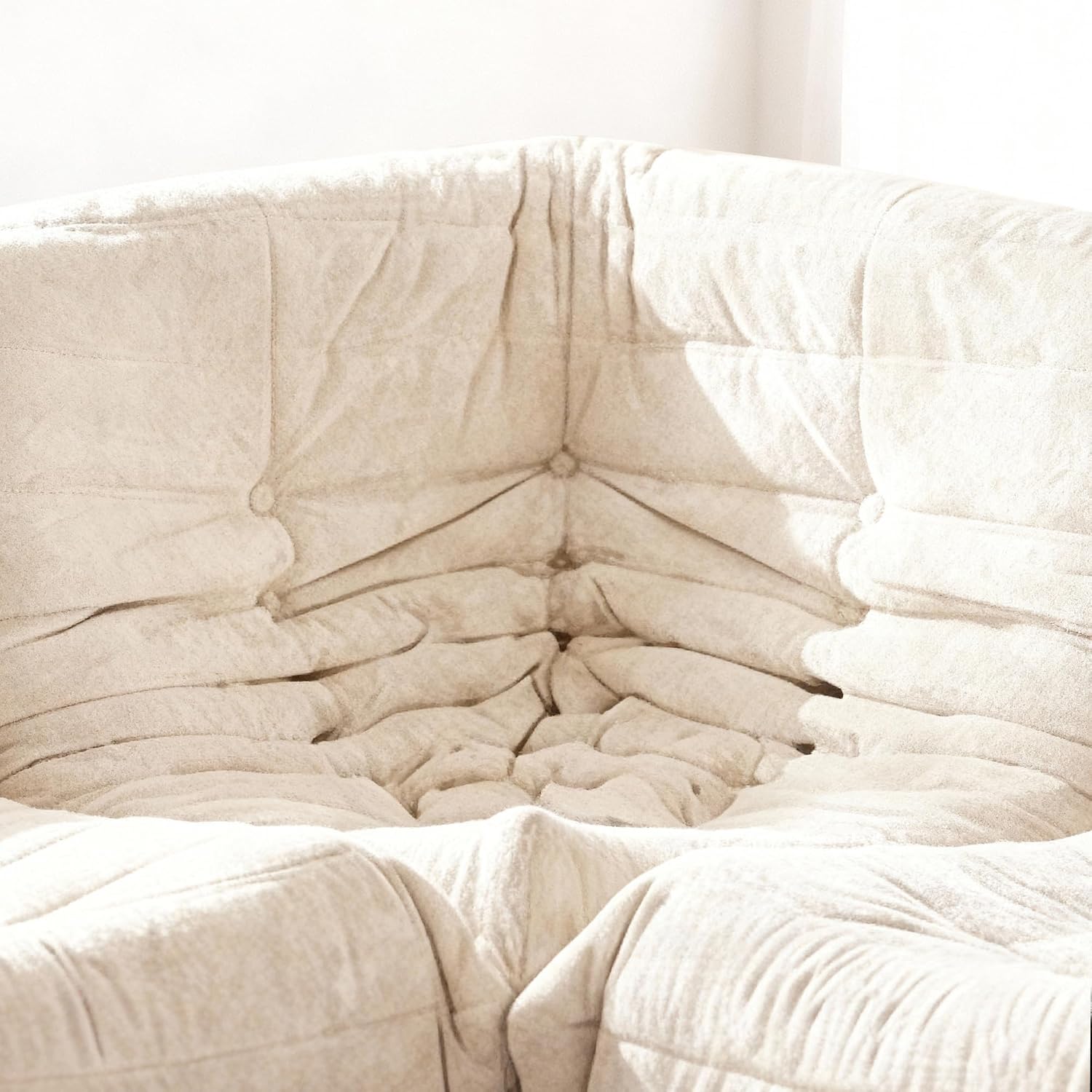 Bean Bag Chair, Memory Foam Bean Bag Chairs for Adults, Fireside Corner Chair Lazy Floor Corner Sofa for Living Room, Bedroom, Dorm, Office(Beige)