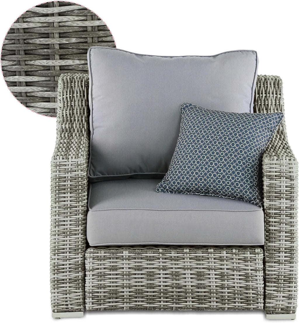 Elle Decor Vallauris Patio Outdoor Furniture Collection, Premium All Weather Wicker, Arm Chair, Gray