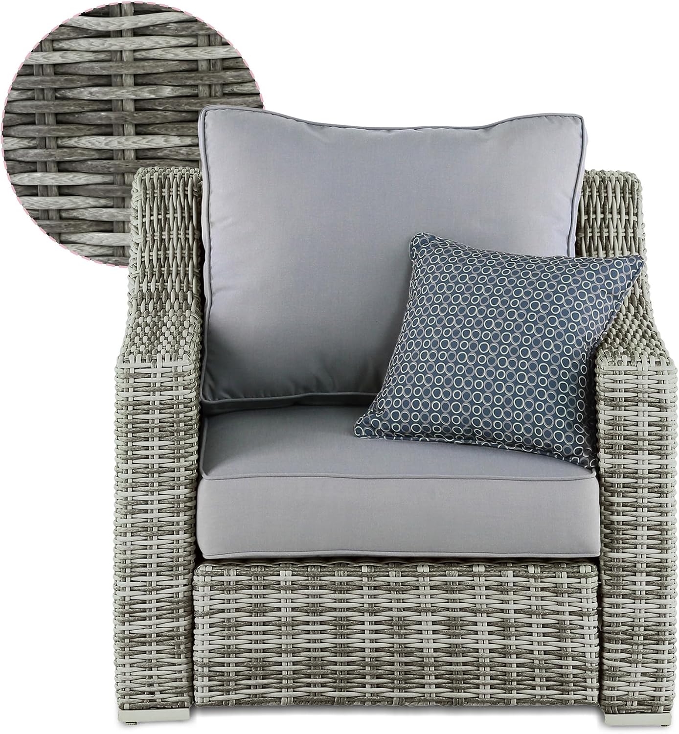 Elle Decor Vallauris Patio Outdoor Furniture Collection, Premium All Weather Wicker, Arm Chair, Gray