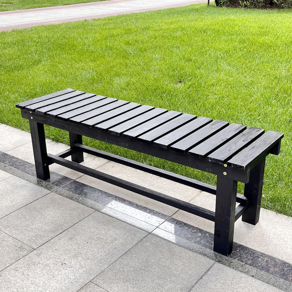 47.2'' Outdoor Garden Benches Weatherproof Patio Bench Two-Person Seat Backless Bench Wood Bench with Slatted High Temperature Bench for Front Porch Backyard (Upgraded to Prevent Fading)