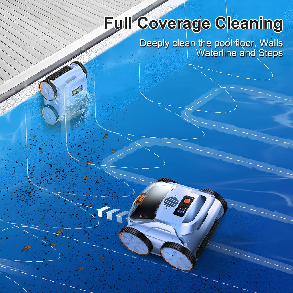 Robotic Pool Vacuum, Pool Cleaner for Inground Pools, Smart Navigation, Floor/Wall/Waterline Cleaning, 150 Mins Runtime for Pool Up to 2000 Sq.ft