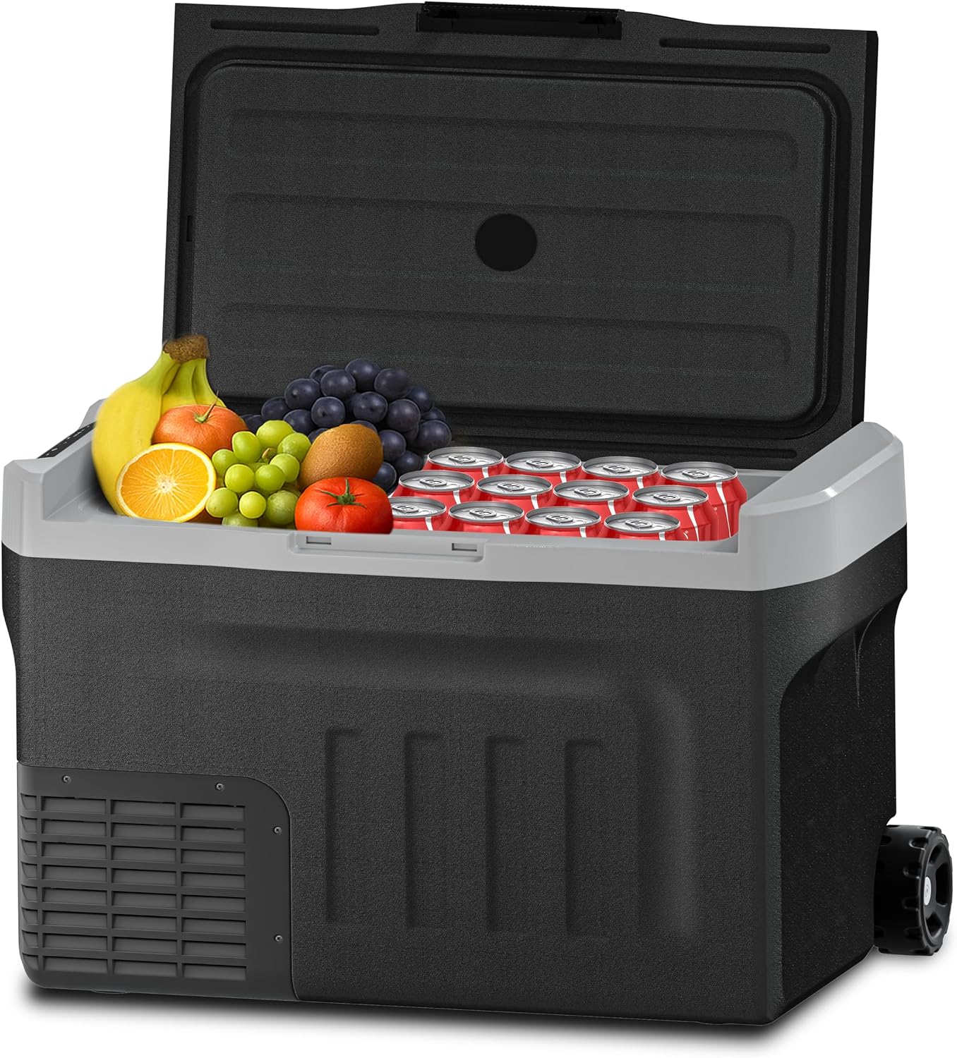 12 Volt Refrigerator, 46QT(43L) Mini Portable Car Fridge, Freezer Compressor Electric Cooler -4℉~68℉, 12/24V DC 100-240V AC for Truck Van RV SUV Travel Camping Road Boat Trips