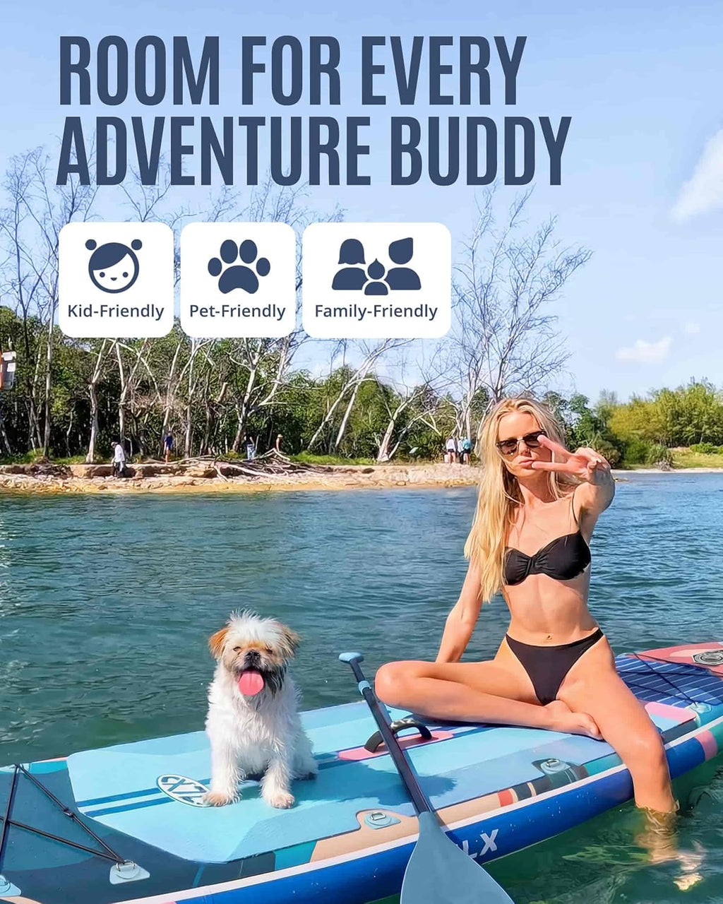 ZLX 11'6'x35' Ultra Wide Inflatable Stand Up Paddle Board | Stable Non-Slip Deck Pad, Unique Fin System, Premium SUP Accessories & Backpack - Upgraded Pump for Adults, All Skill Levels