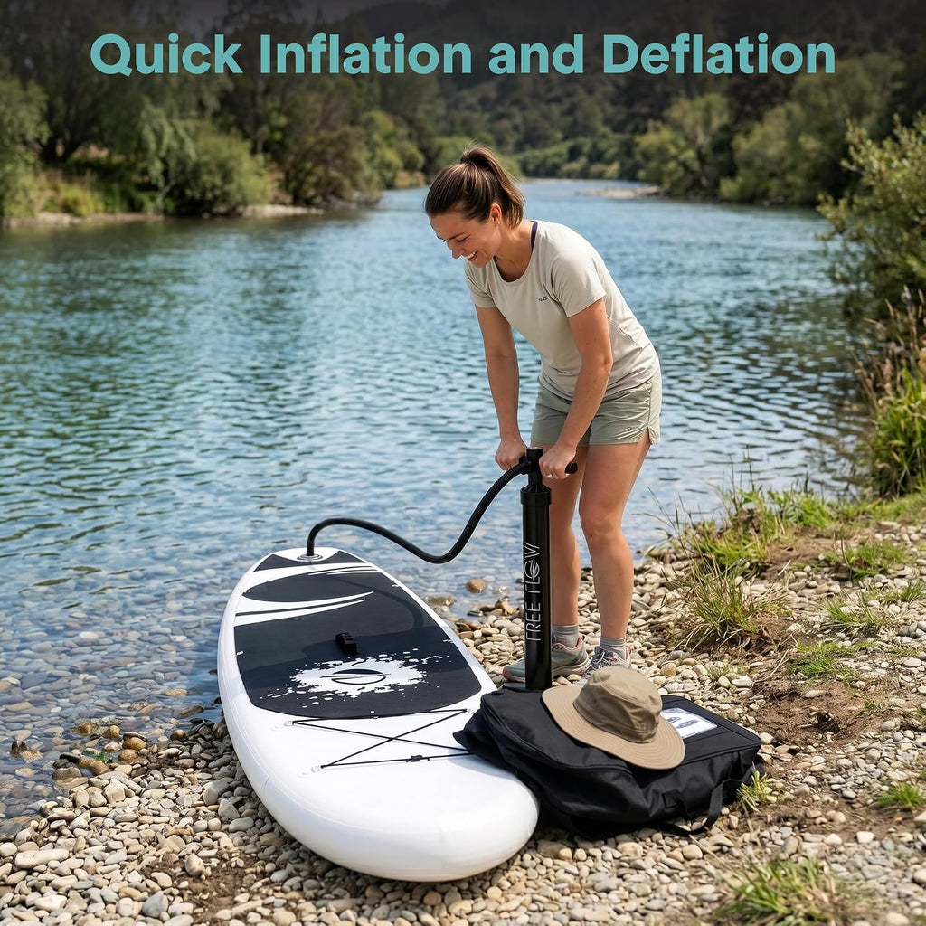 SereneLife Inflatable Stand Up Paddle Board - Wide Stable Design, Non-Slip Deck for Adults & Youth with Premium Paddle Board Accessories: Carry Bag, Dual Action Pump, Paddle, Ankle Leash