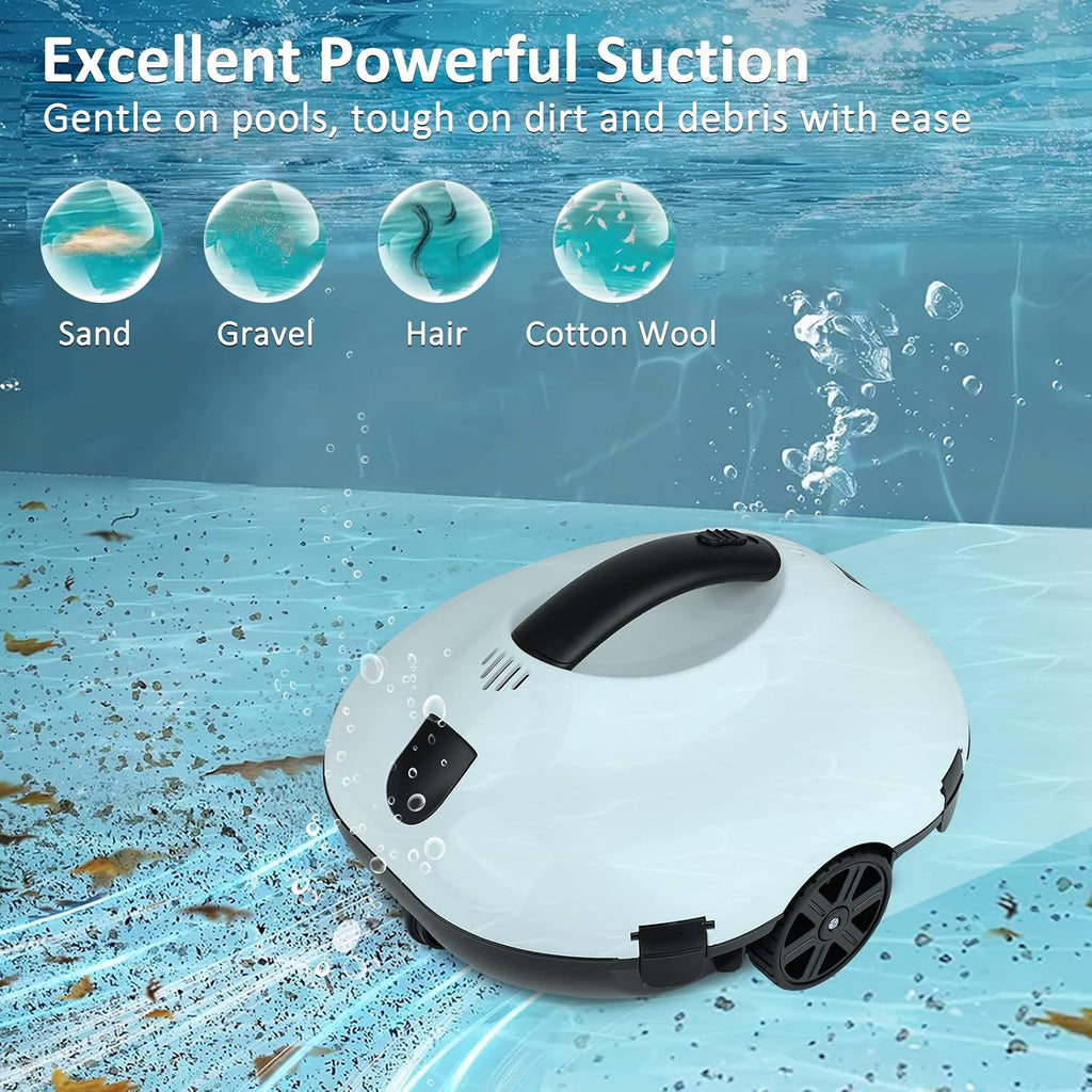 2025 Cordless Pool Cleaner Robot, Robotic Pool Vacuum for Inground Pool, 120 Mins Runtime Lightweight Pool Vacuum for Flat-Bottom Swimming Pools Powerful Robot up to 860 sq.ft