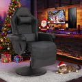 Massage Gaming Recliner Chair with Cup Holder & Side Pockets – Ergonomic PU Leather Video Gaming Chair with Footrest, Manual Recline, Headrest & Lumbar Support for Office or Game Room (Black)
