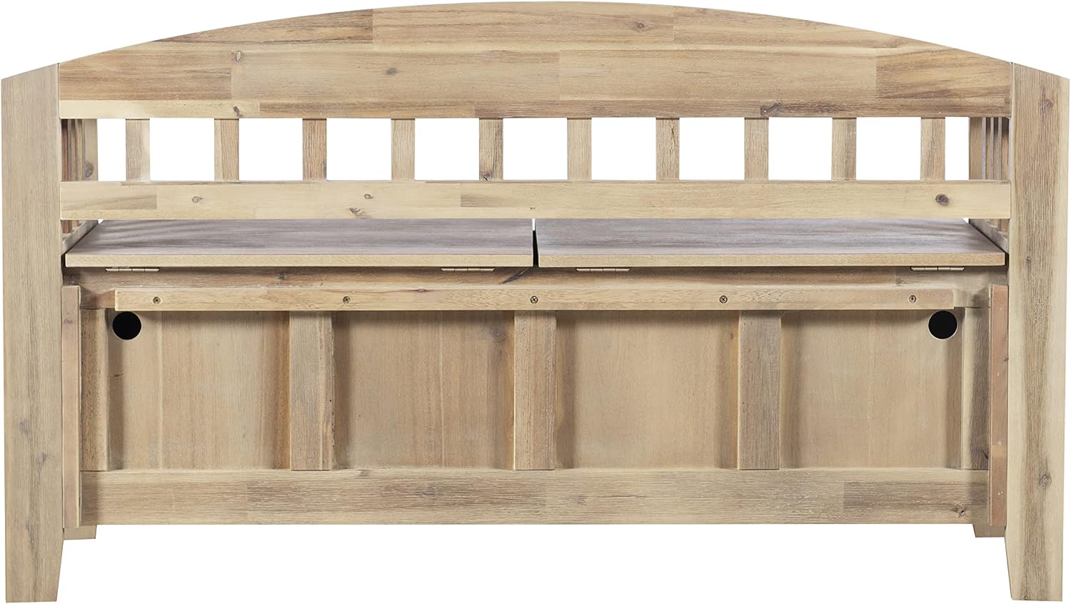 Linon Frankie Natural Wood Washed Storage Bench