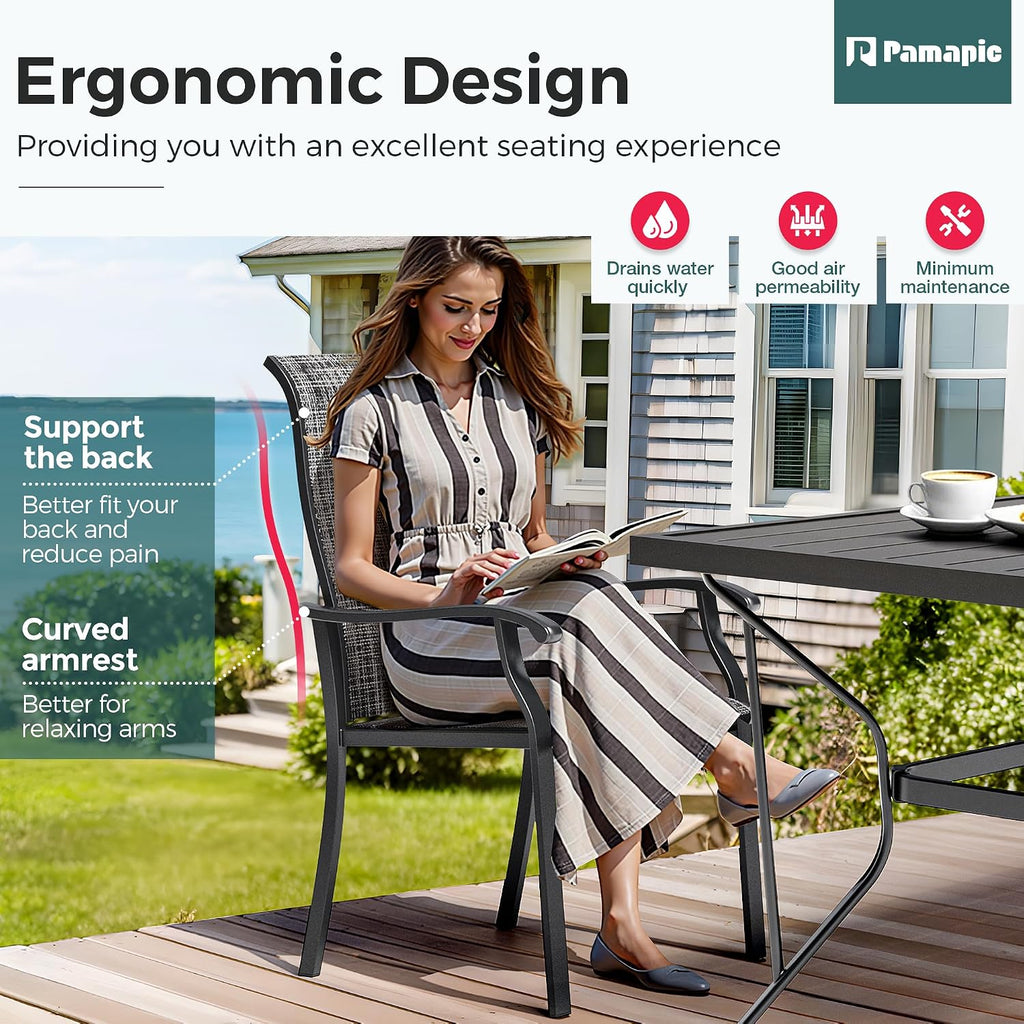 5-Piece Outdoor Dining Set, Patio Furniture Set with 4 Regular Chairs,Patio Dining Set with 1 Rectangular Table for Garden, Backyard, Poolside, Deck, Charcoal