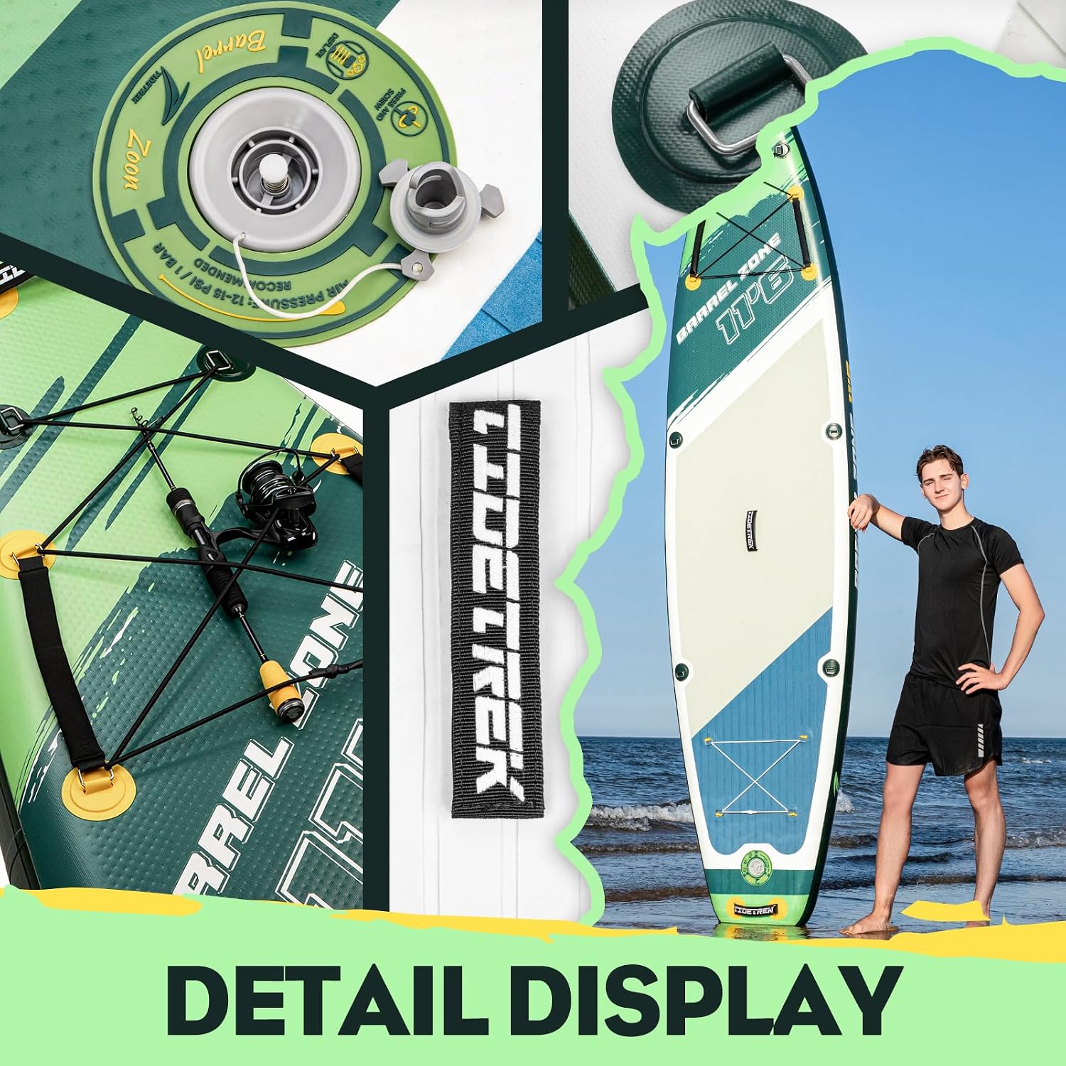11'6' Inflatable Stand Up Paddle Boards, Premium SUP Accessories, Non-Slip Comfort Deck for Youth & Adults