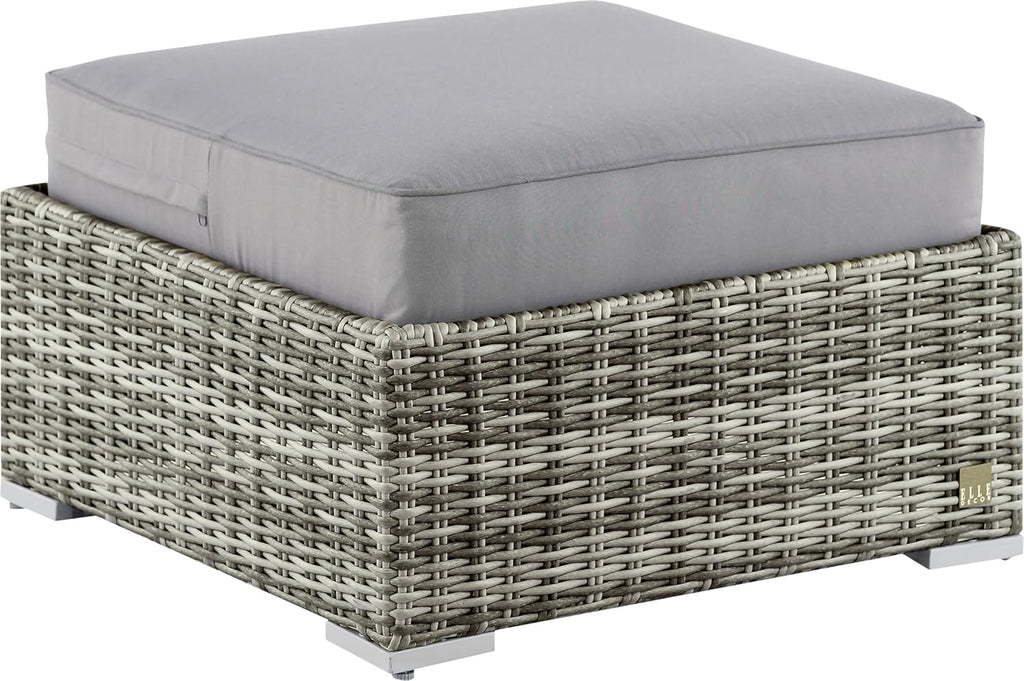 Elle Decor Vallauris Patio Outdoor Furniture Collection, Premium All Weather Wicker, Ottoman, Gray