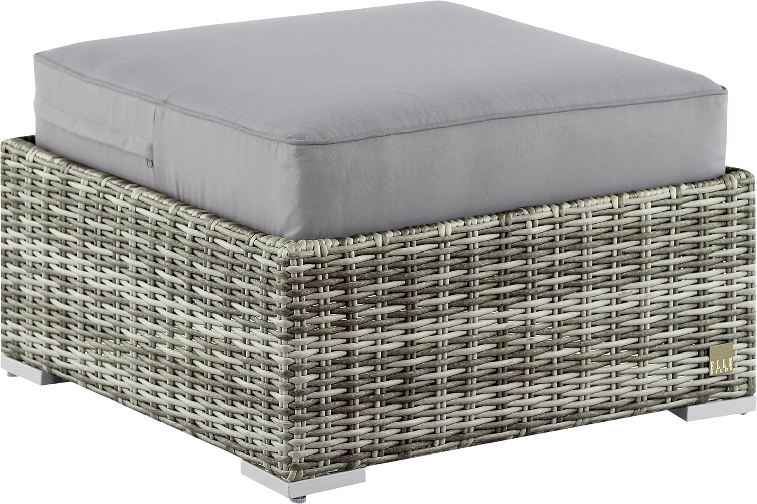 Elle Decor Vallauris Patio Outdoor Furniture Collection, Premium All Weather Wicker, Ottoman, Gray