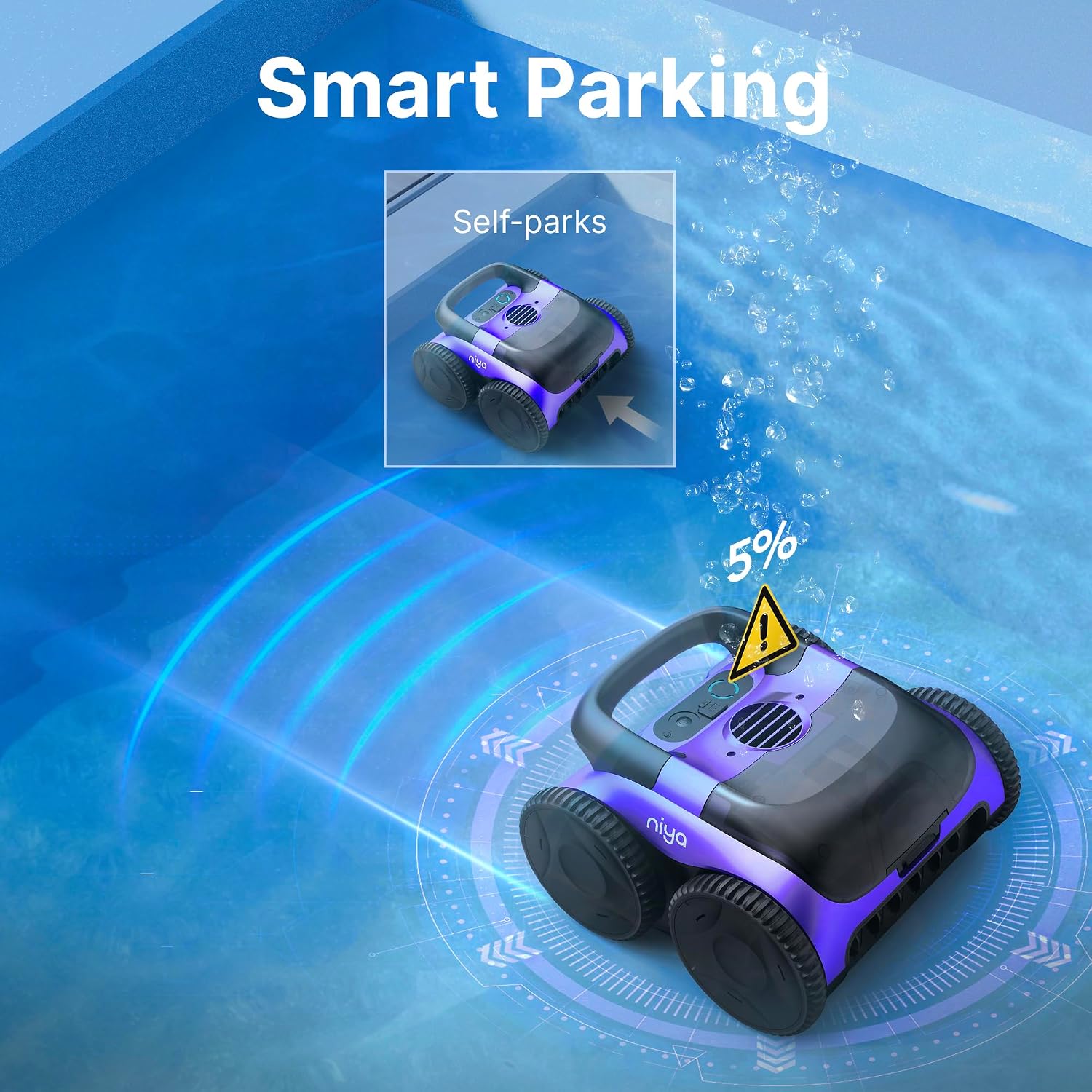 Niya Sonar 20 Cordless Robotic Pool Cleaner from The Creators of Dolphin, Ideal for Above/Inground Pools, up to 26 FT in Length, Floor Cleaning Only