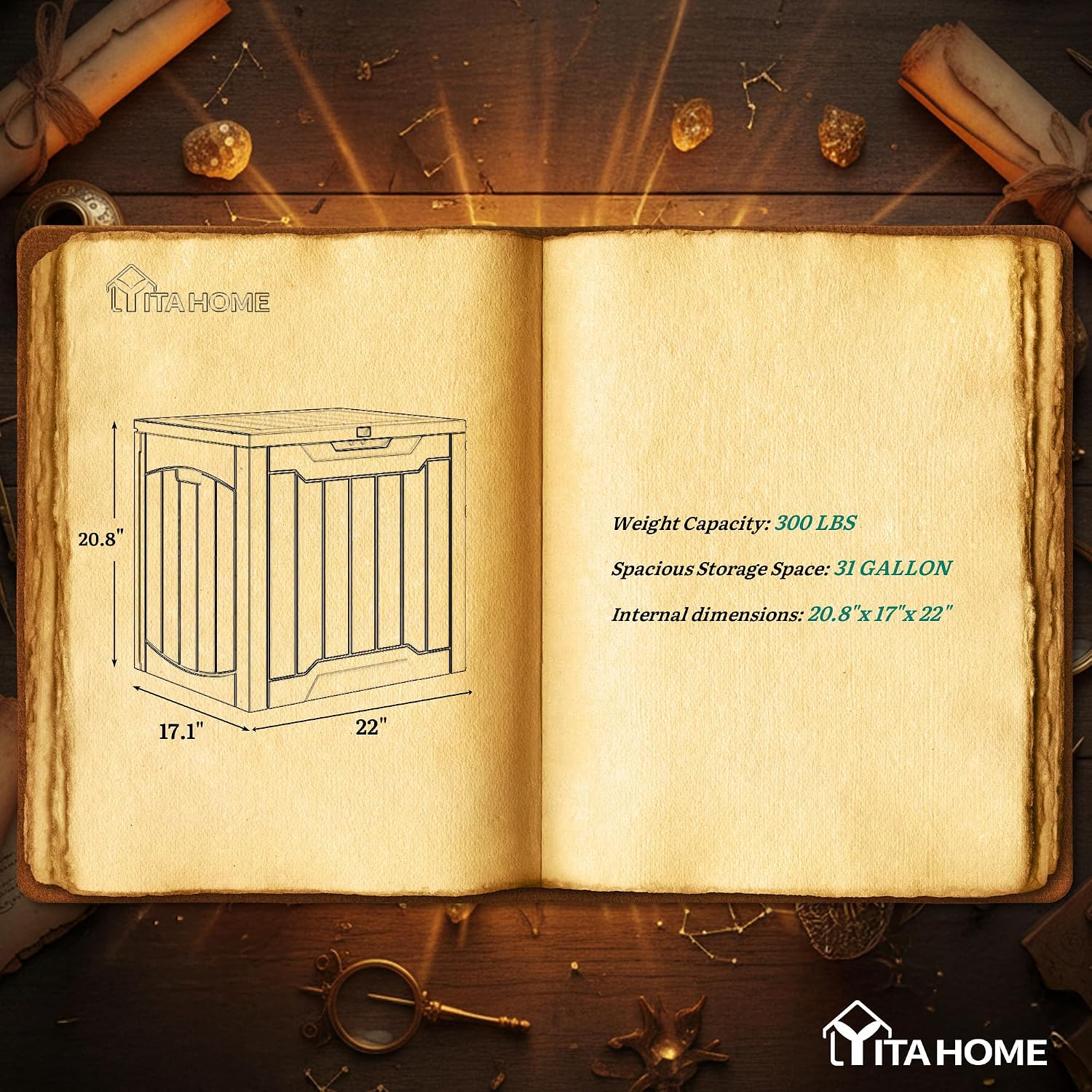 YITAHOME 31 Gallon Deck Boxes Set of 4, Lockable Outdoor Storage Bins for Patio Cushions, Garden Tools, Weather-Resistant Resin Storage Solution, Taupe