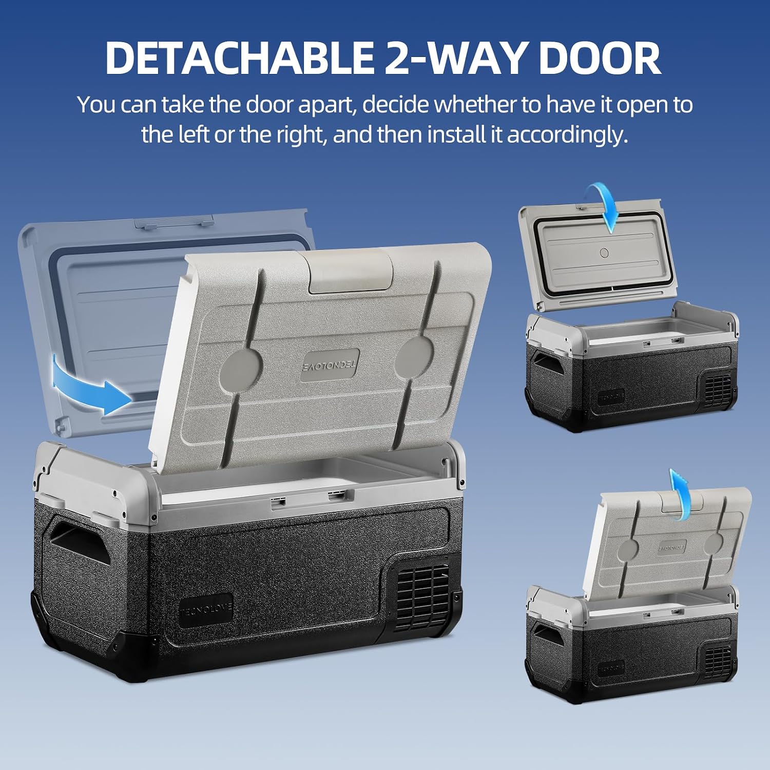 12V Car Refrigerator,32QT Portable Fridge Freezer with Blow Expansion Evaporator,-4℉~68℉ 12/24V DC & 120-240V AC Freezer Cooler for Truck RV SUV Camping Travel，Reversible Door