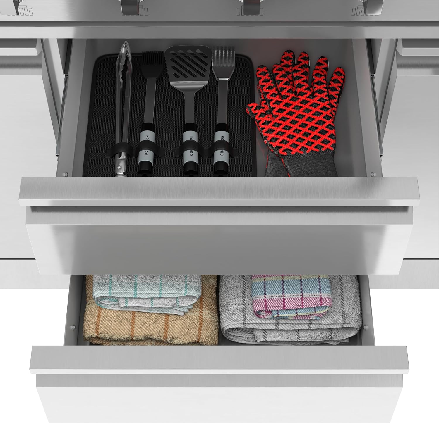 KoolMore Reserve Outdoor Kitchen Island with 6 Burner Grill and a Side Burner, Sink, Storage Cabinet and Beverage Refrigerator, CSA Listed in Stainless-Steel