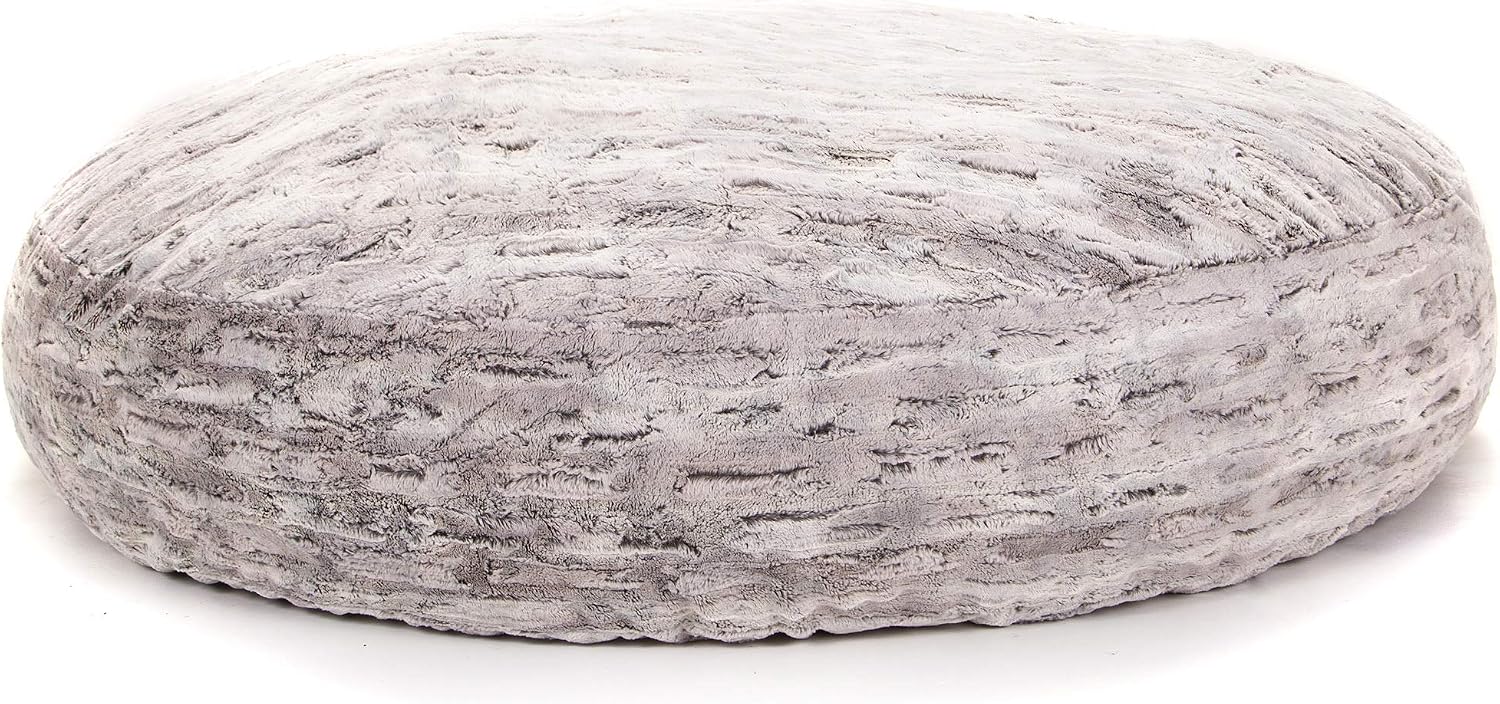 Jaxx 6 Foot Cocoon - 2-in-1 Convertible Bean Bag Bed & Large Bean Bag Chair for Adults, Premium Luxe Faux Fur - Silver Fox