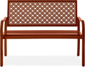 Best Choice Products Outdoor Bench 2-Person Metal Steel Benches Furniture for Garden, Patio, Porch, Entryway w/Geometric Backrest, 790lb Capacity - Rust