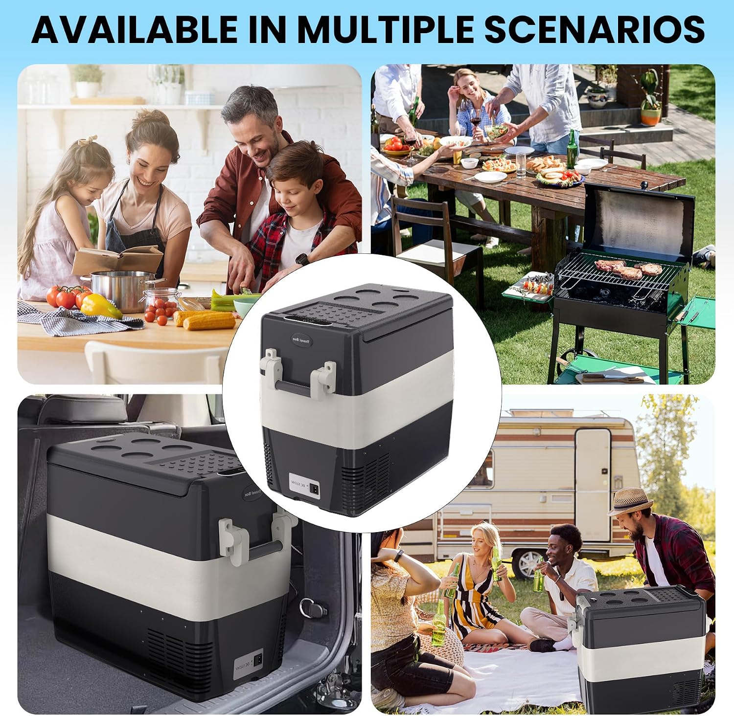 TROPOW 12 Volt Refrigerator, 53QT(50L) Electric Cooler, Portable 12V/24V DC 110-240V AC, 12V Fridge 0℉~50℉, 12V Car Refrigerator with Basket for Travel, Truck, Boat, Camping