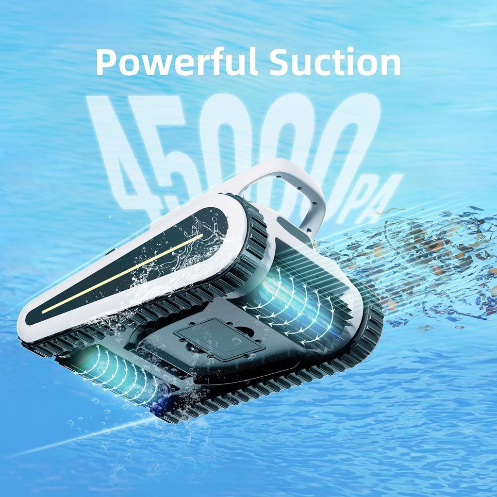 (2024 New) Robotic Pool Vacuum, Cordless Robotic Pool Cleaner for Inground Pools, Wall and Waterline Cleaning, Powerful Suction and Replaceable Battery, 150 min Battery Life for Pool Up to 1614 Sq.ft