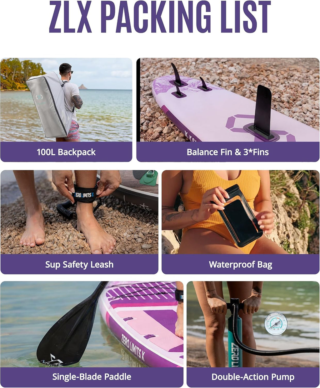 ZLX 11'6'x35' Ultra Wide Inflatable Stand Up Paddle Board | Stable Non-Slip Deck Pad, Unique Fin System, Premium SUP Accessories & Backpack - Upgraded Pump for Adults, All Skill Levels