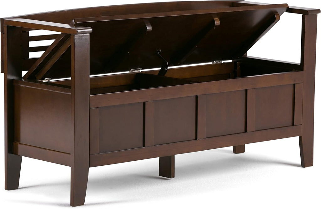 SIMPLIHOME Adams Entryway Storage Bench - 48 inch Wide Solid Wood Hallway Seat in Rustic Medium Brown, Contemporary Bench for Entryway or Living Room with Lift-Up Lid and Spacious Storage