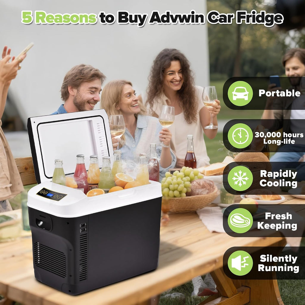 advwin 12 Volt Car Refrigerator 31Quart(30L) Electric Cooler/Warmer, Plug In Car Cooler with 110V AC Home Power Cord & 12V Car Adapter, Portable Refrigerator for Camping, Travel, RV