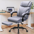 HeroSet Big and Tall Office Chair with Foot Rest, 400lbs Ergonomic Reclining High Back Executive Leather Chair, Lumbar Support Swivel Computer Desk Chairs for Heavy People Home Office Gaming(Gray)