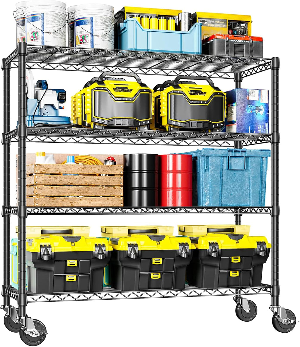 IZEUK 4-Tier Adjustable Heavy Duty Metal Storage Shelving Unit, Wide Utility Rack Organizer for Garage, Kitchen, Office, Basement, Warehouse (Black, 15.7' D x 33.5' W x 70.5' H)