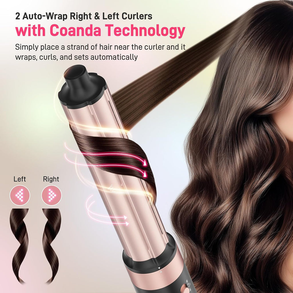 MESCOMB Dual Voltage Hot Air Styler Wrap - 5 in 1 Hair Dryer Brush,Multi Hair Styler, with Fast Drying Blow Dryer, Styling, Straightening & Volumizing-Gift for Women (Black + Pink)