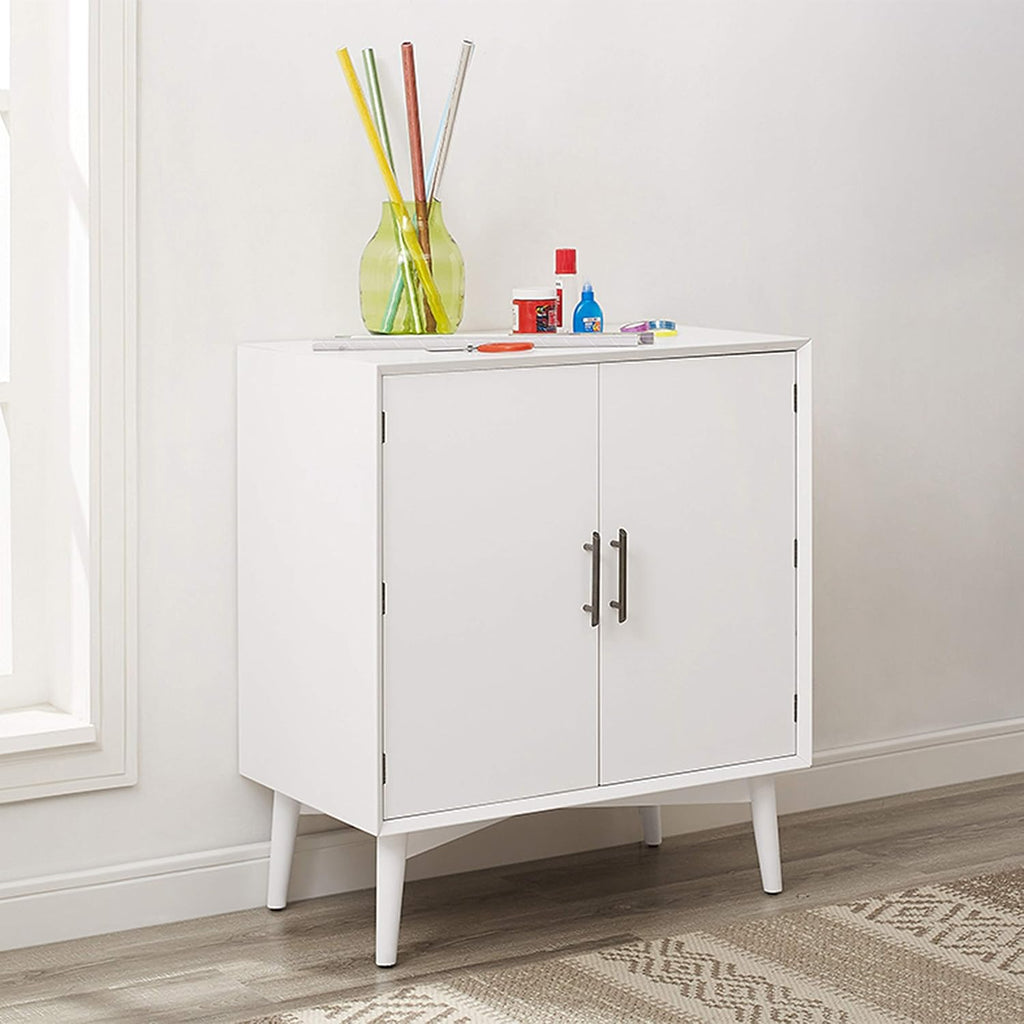 Crosley Furniture Landon Bar Cabinet with Storage Shelves and Wine Rack, White