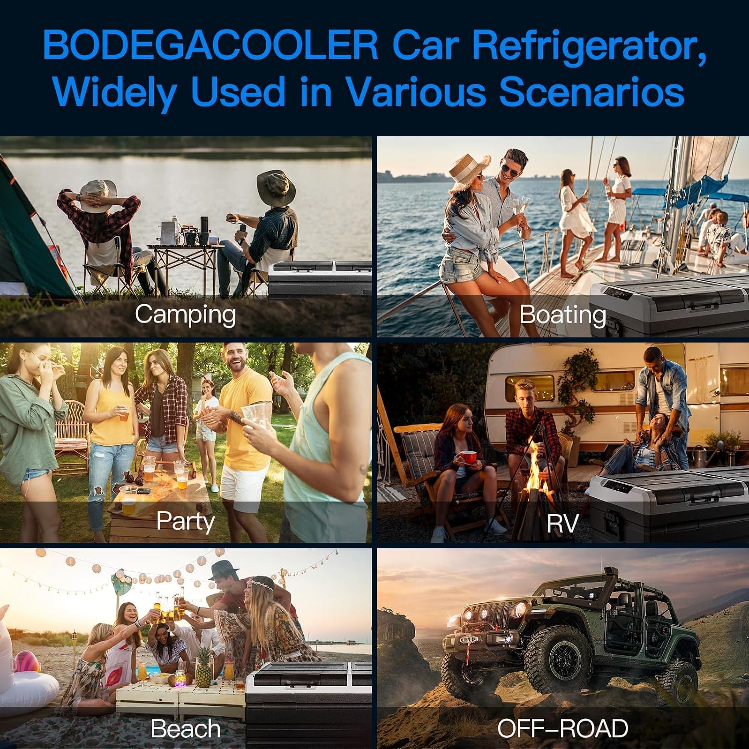 BODEGACOOLER 12 Volt Car Refrigerator,95 Quart Dual Zone APP Control, Designed with Removable 2-Way Door Portable Freezer,-4℉-68℉ RV Electric Cooler 12/24V DC and 100-240V AC for Camping,RV,Travel