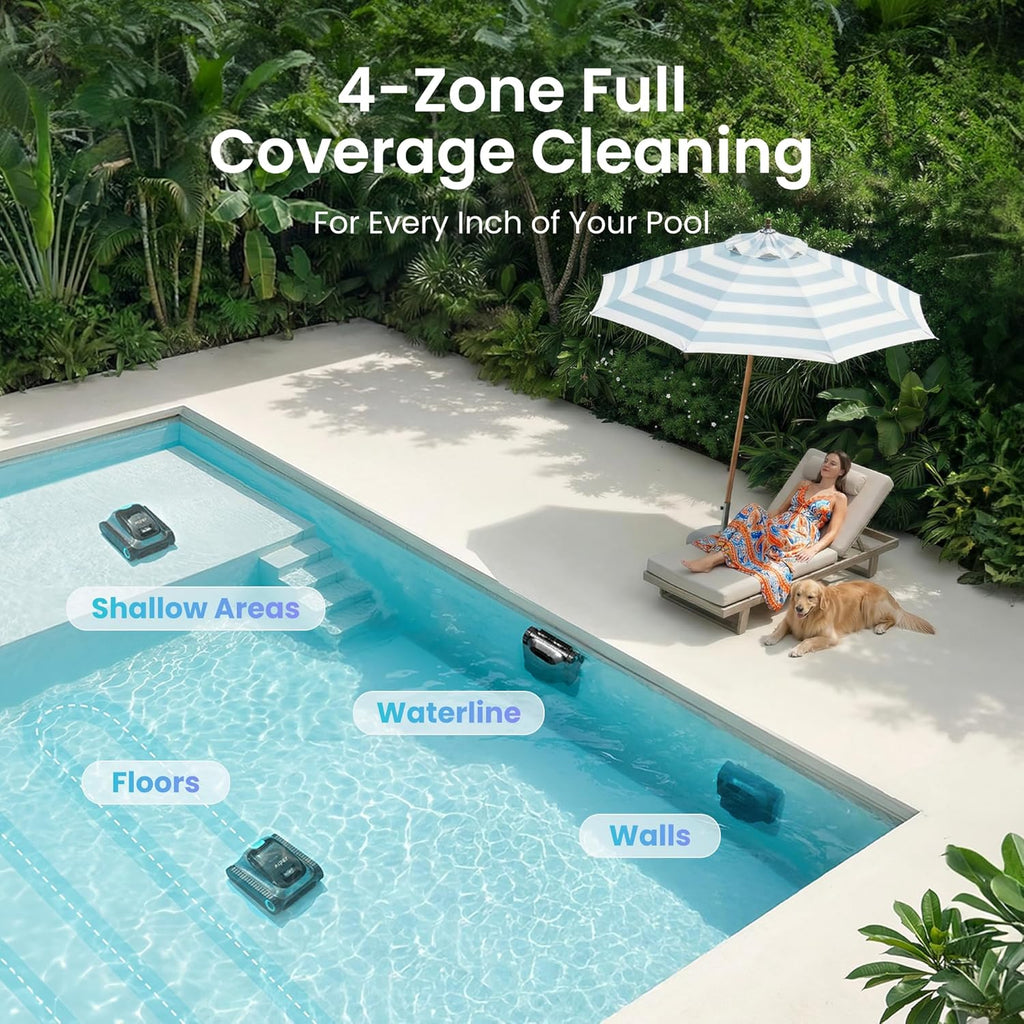 Aiper Scuba S1 Robotic Pool Cleaner, Wall & Waterline Cleaning, Dual Filtration, Extended 180-Min Battery Life, Smarter Navigation with High-Precision Sensors, App Support, OTA Upgrade