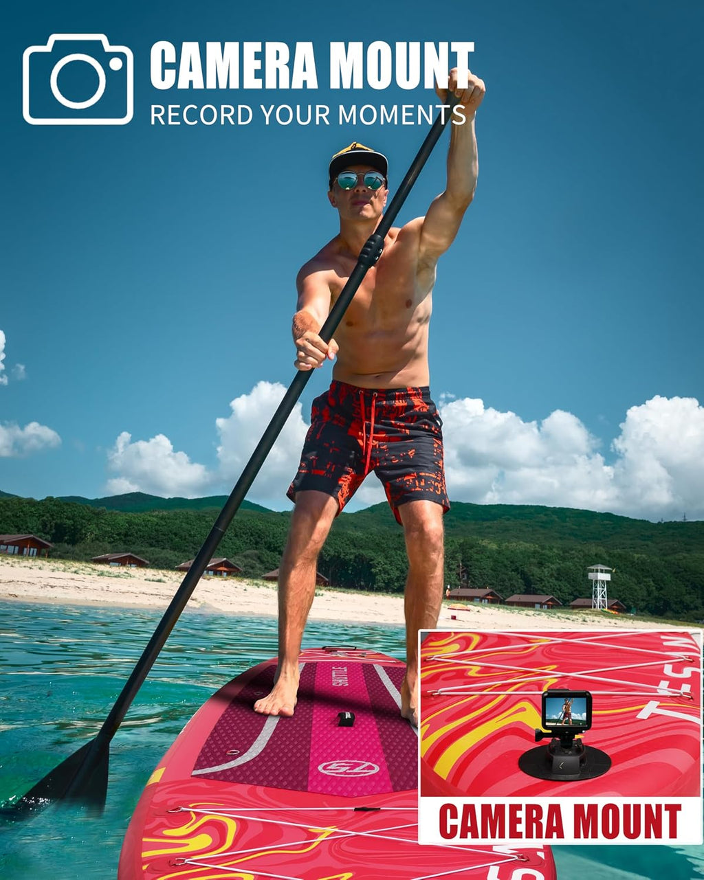 11'6x35'' Extra Wide Inflatable Paddle Board,All-Round Ultra Stable Stand Up Paddleboards with Plus Kits for 450lb,Dual Bungees, Camera Mount, 100L Backpack, Dual-Action Pump