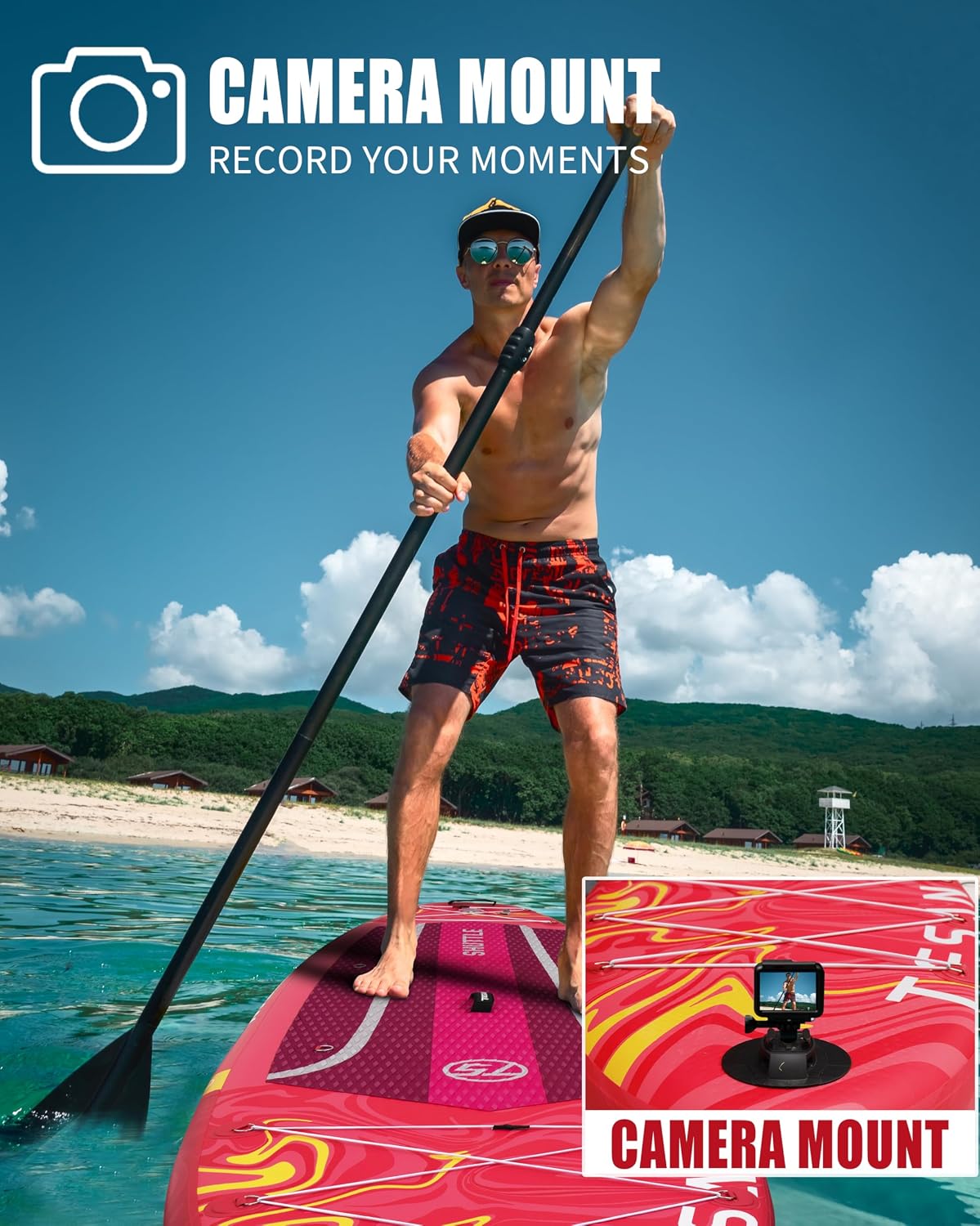11'6x35'' Extra Wide Inflatable Paddle Board,All-Round Ultra Stable Stand Up Paddleboards with Plus Kits for 450lb,Dual Bungees, Camera Mount, 100L Backpack, Dual-Action Pump