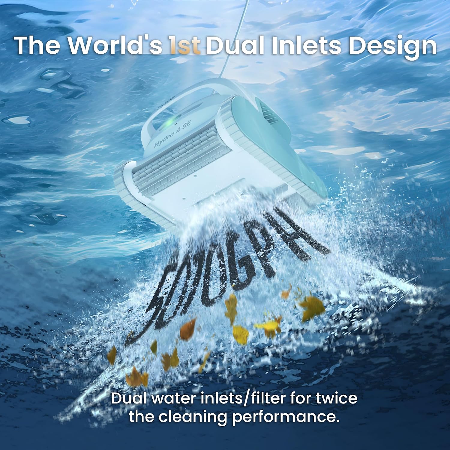 Hydro 4SE Robotic Pool Cleaner, Wired Automatic Pool Vacuum with Wall & Waterline Cleaning, Oversized Top-Loading Filter, Dual Inlet System Pool Robot for Inground/Above-Ground Pools Up to 40FT