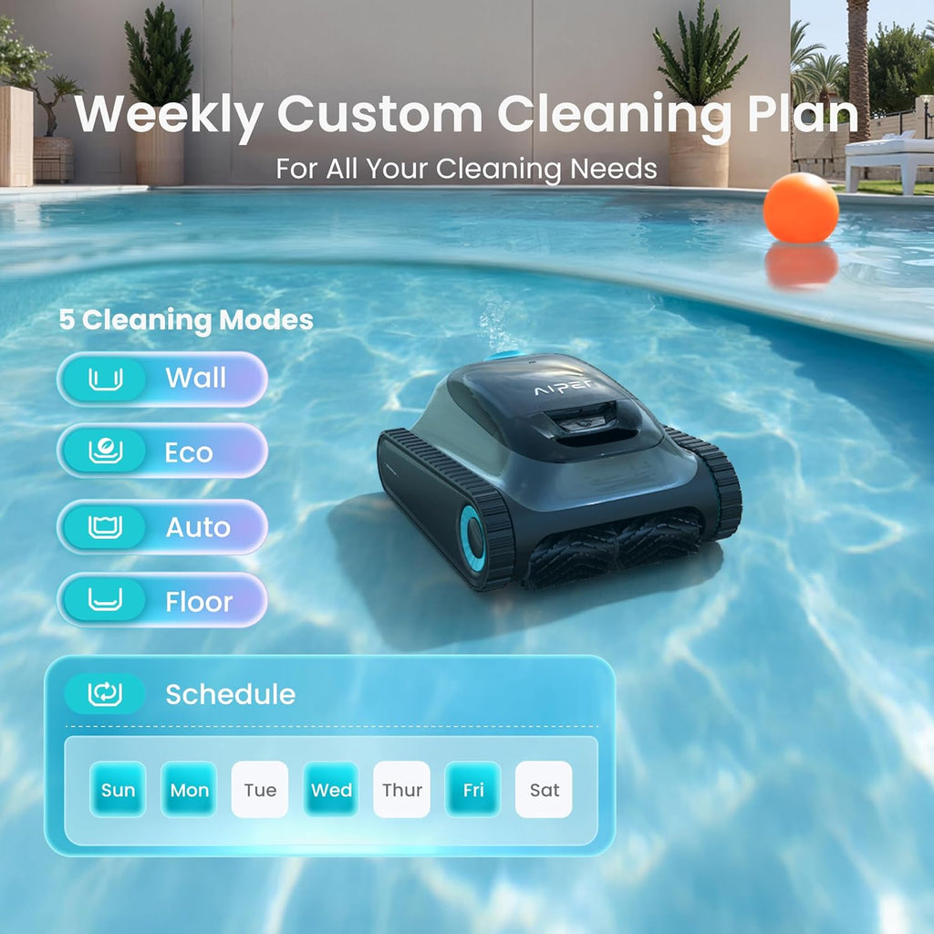 Aiper Scuba S1 Robotic Pool Cleaner, Wall & Waterline Cleaning, Dual Filtration, Extended 180-Min Battery Life, Smarter Navigation with High-Precision Sensors, App Support, OTA Upgrade