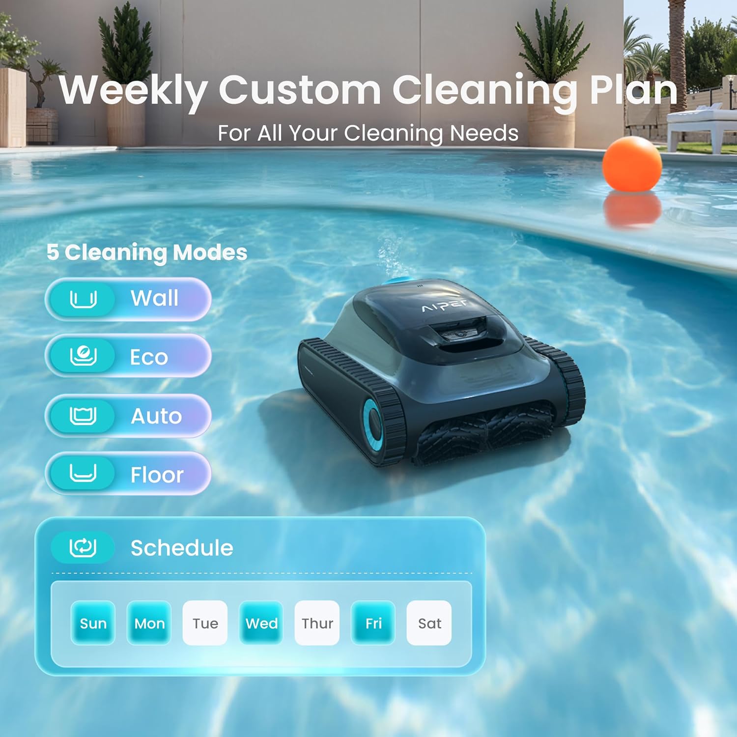 Aiper Scuba S1 Robotic Pool Cleaner, Wall & Waterline Cleaning, Dual Filtration, Extended 180-Min Battery Life, Smarter Navigation with High-Precision Sensors, App Support, OTA Upgrade