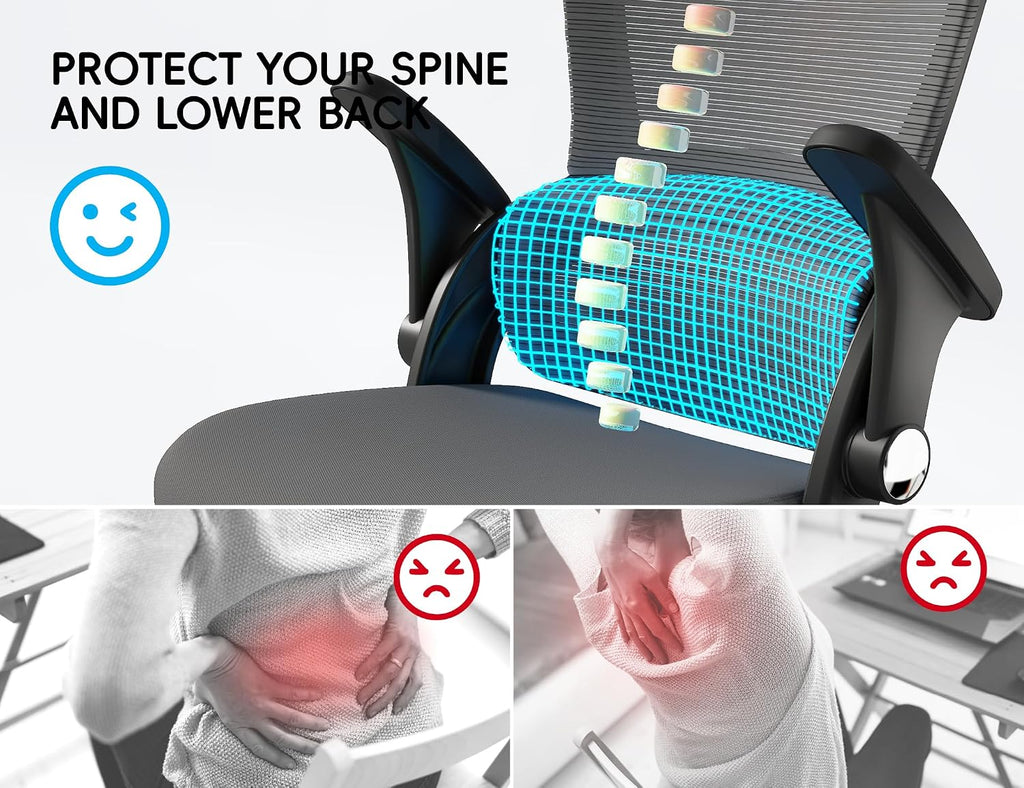 TRALT Office Chair - Ergonomic Office Chair with Back Support, Home Office Desk Chairs, 330lbs Wide Seat Big and Tall Office Chairs, Comfy Desk Chair for Work, Study, Office, Gaming (Black Grey)