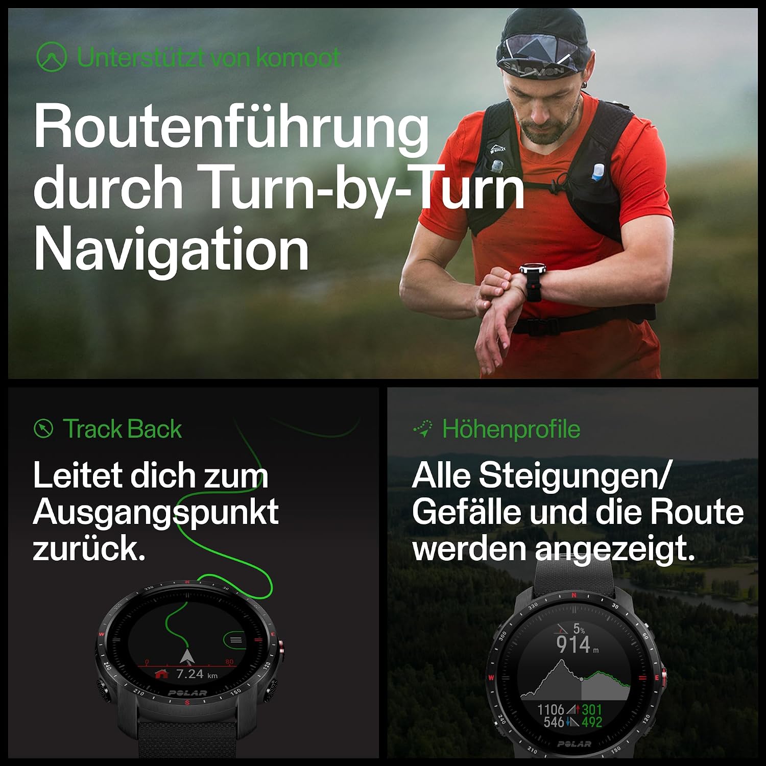 POLAR Grit X Pro - GPS Multisport Smartwatch - Military Durability, Sapphire Glass, Wrist-Based Heart Rate, Long Battery Life, Navigation - Ideal for Outdoor Sports, Trail Running, Hiking, Black