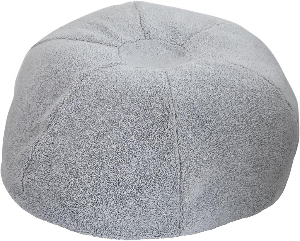 Flash Furniture Duncan Sherpa Bean Bag Chair, Classic Refillable Bean Bag Chair for Kids and Teens, Large, Gray