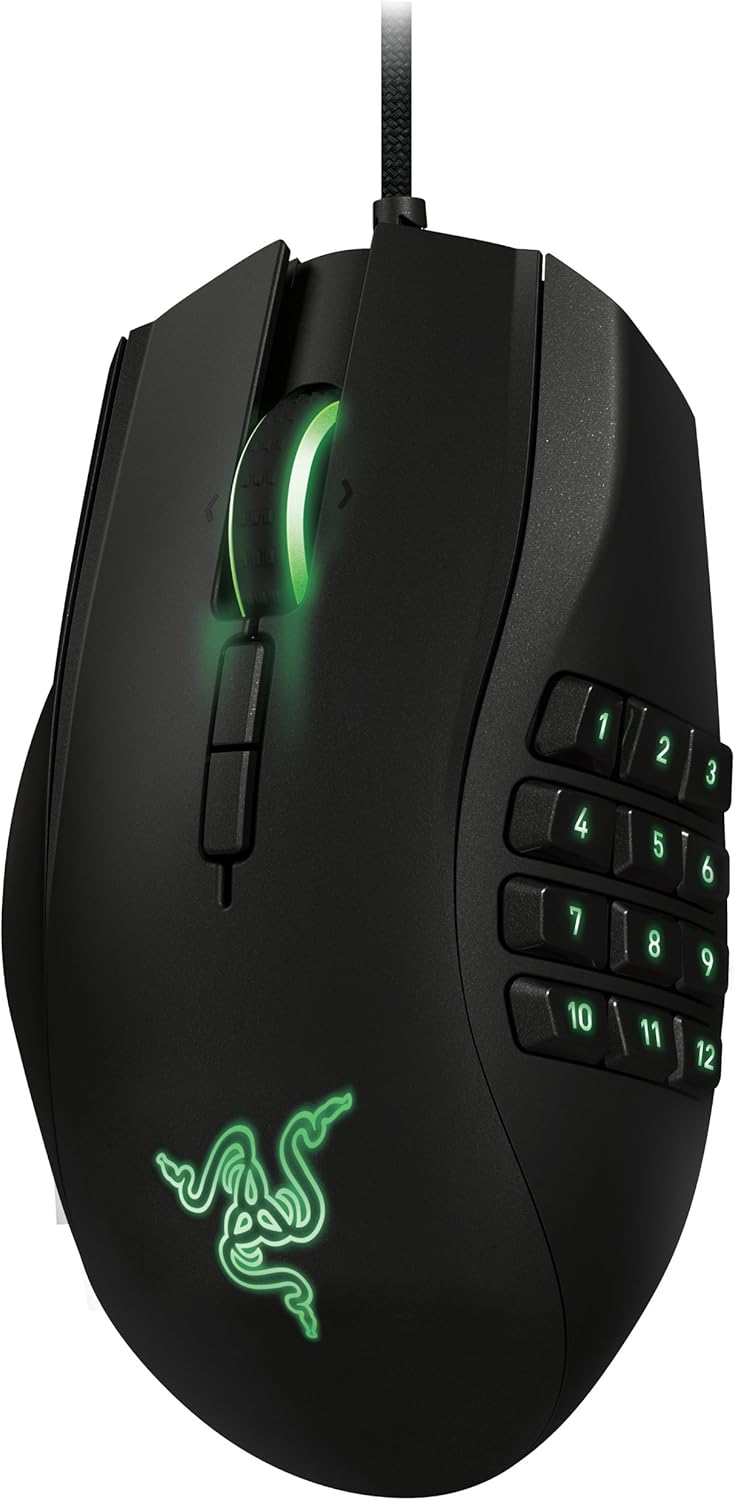 Razer RZ01-01050100-R3M1 Naga Left-Handed - Ergonomic MMO Gaming Mouse with 12 Programmable Thumb Buttons - 8,200 Adjustible DPI