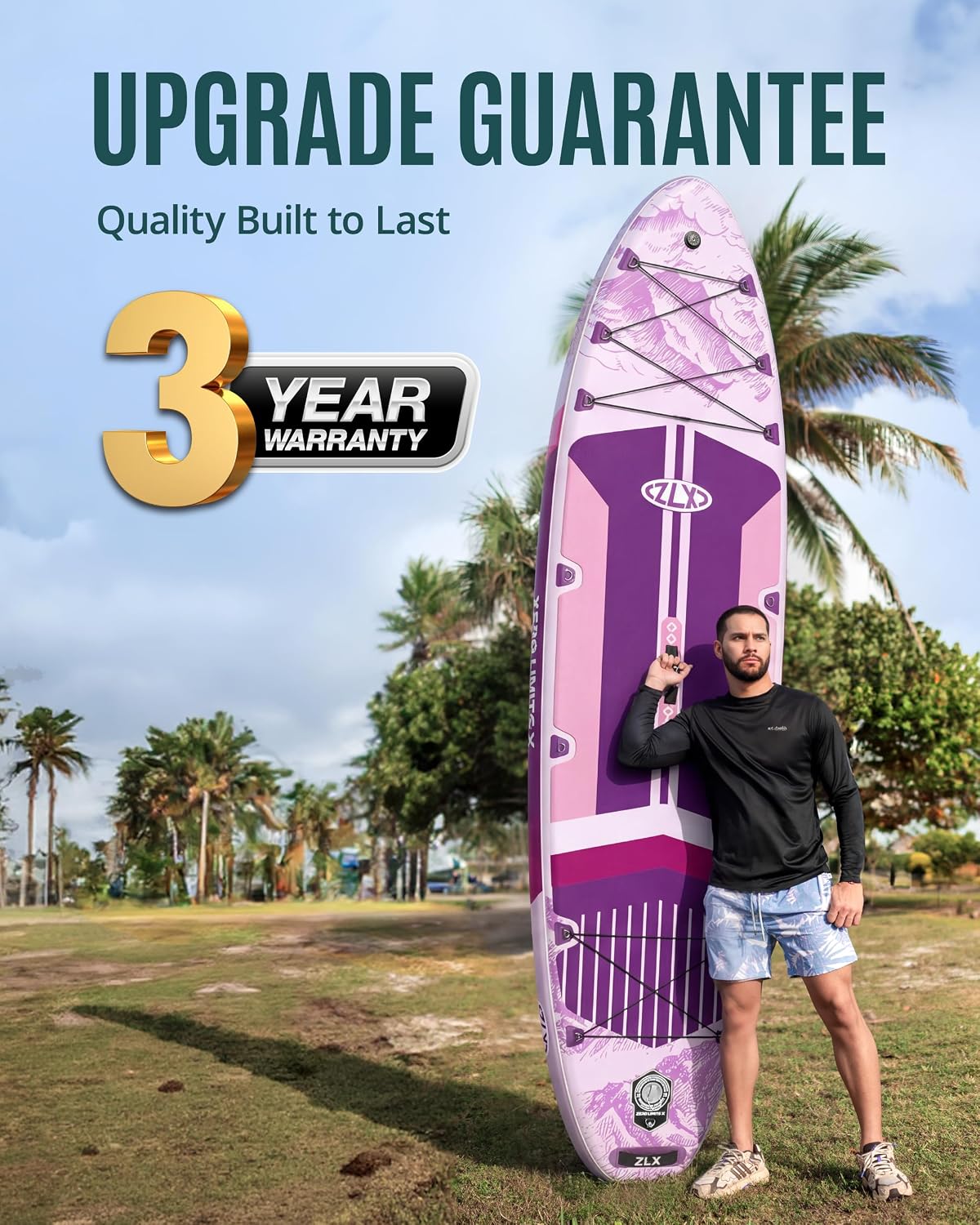 ZLX 11'6'x35' Ultra Wide Inflatable Stand Up Paddle Board | Stable Non-Slip Deck Pad, Unique Fin System, Premium SUP Accessories & Backpack - Upgraded Pump for Adults, All Skill Levels