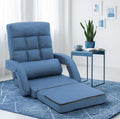 Floor Chair, Floor Gaming Chair with 14 Adjustable Position&Back Support, Folding Lounge Chair with Armrest for Adults, Lazy Sofa Lounger with Comfy Cushion for Living Room,Bedroom,PU,Blue