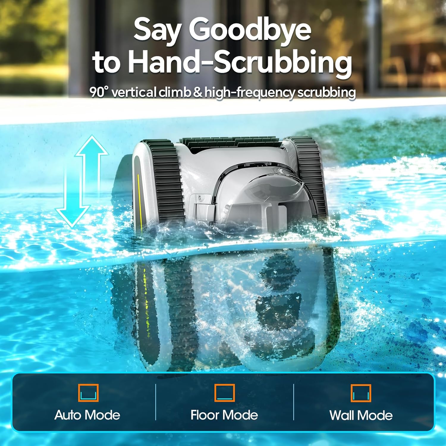 Pool Vacuum for Inground Pools & Above Ground Pool, Cordless Robotic Pool Cleaner with 180W Brushless Motor, 3-Hour Runtime, Wall-Climbing Pool Robot Scrubber for Pools up to 2150 Sq.Ft.