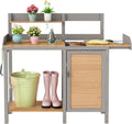 Wooden Potting Bench Table with Sink,Outdoor Garden Table Work Bench with Storage, Workstation for Outside Patio Lawn
